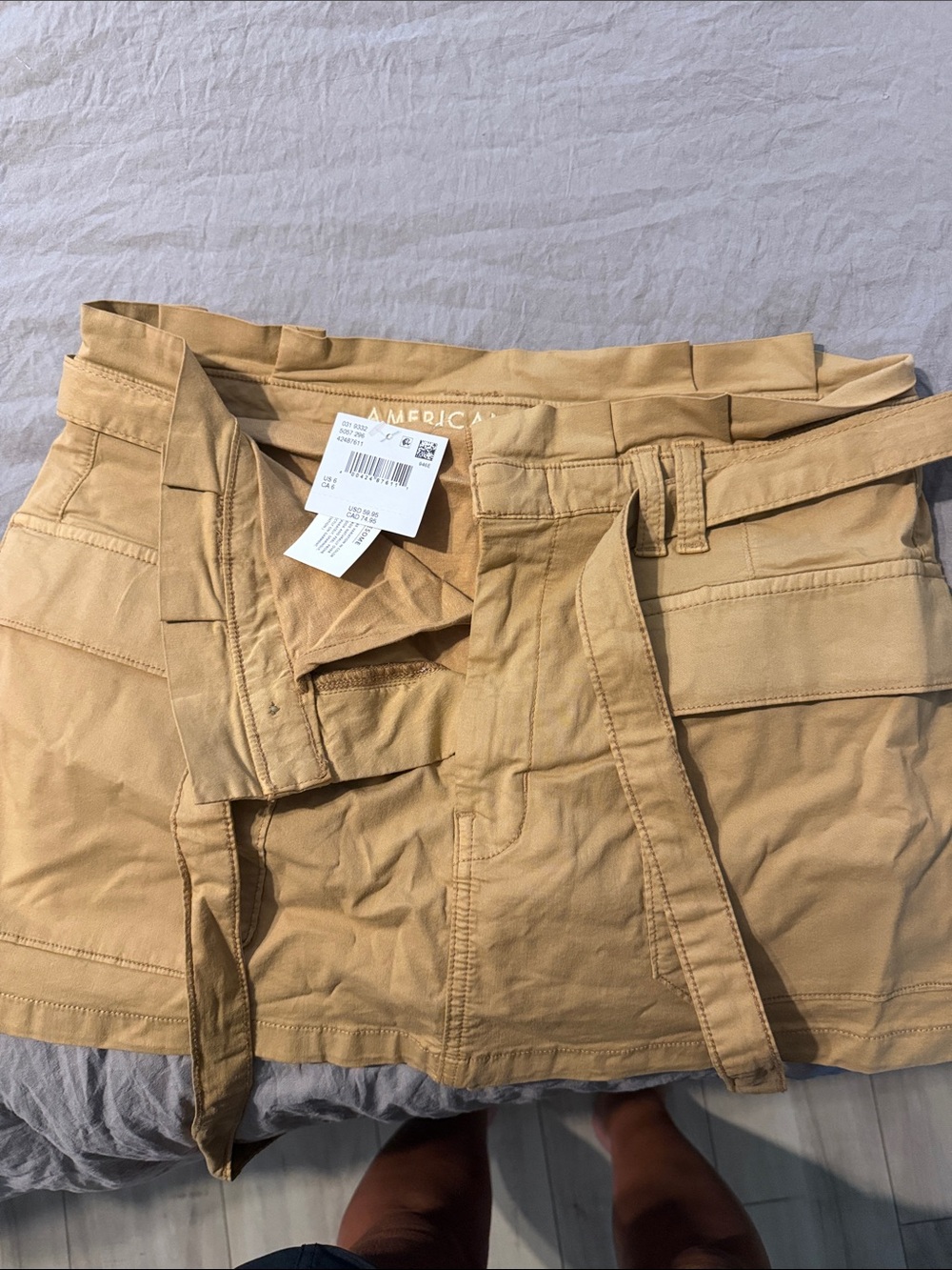 American Eagle Outfitters Khaki Utility Cargo Skort with Belt